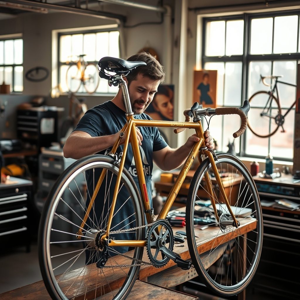 Bicicleta vintage em restauração